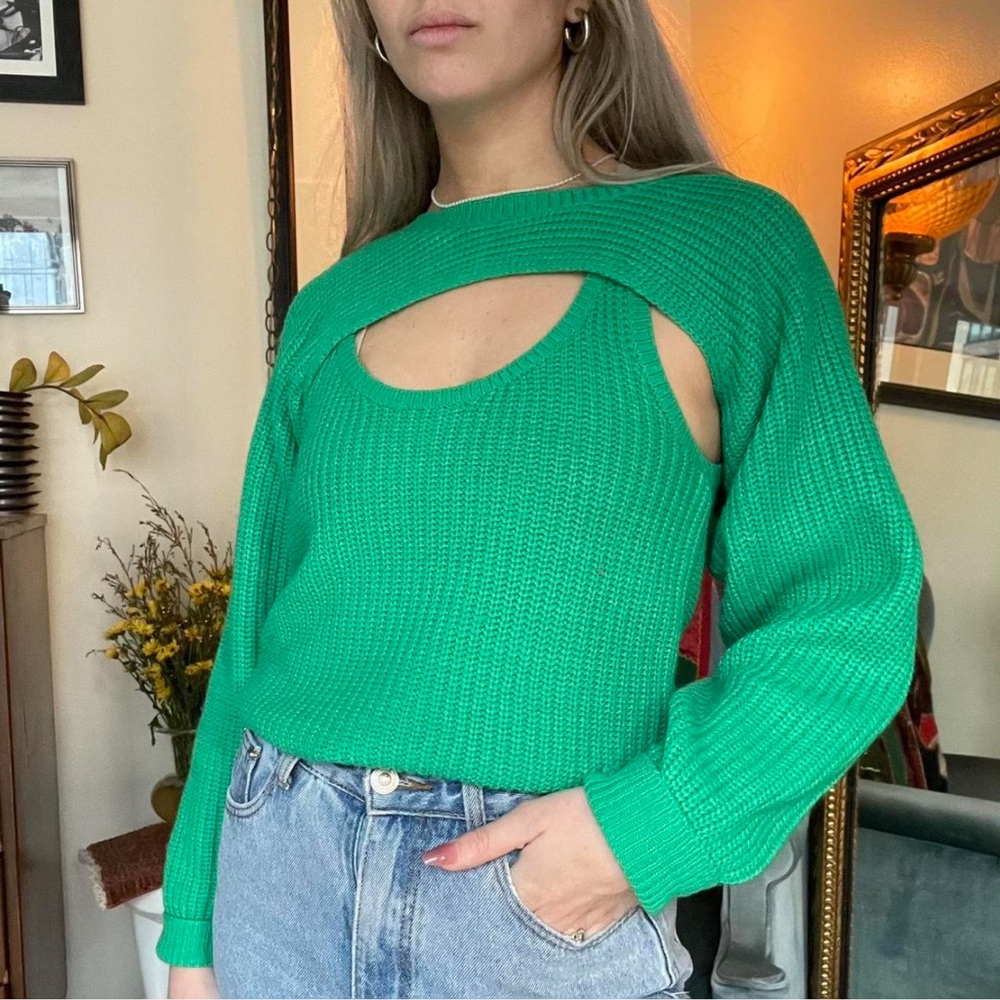 Two piece emerald green sweater